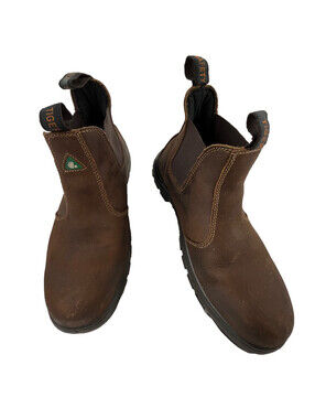 Tiger CSA Grade 1 Safety Chelsea Work Boots Brown Leather Steel Toe US 8 Oil Res